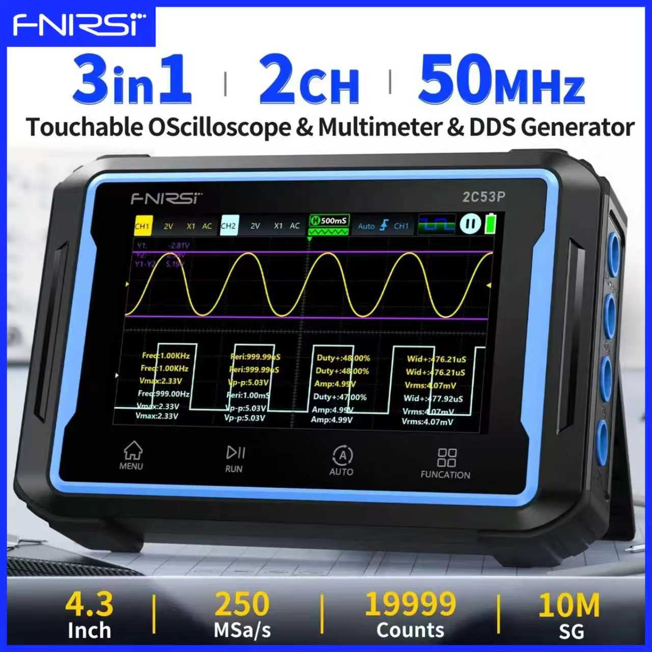 FNIRSI 2C53P Touchscreen Digit - огляд і ціна Signal Generator Spectrum Analyzer