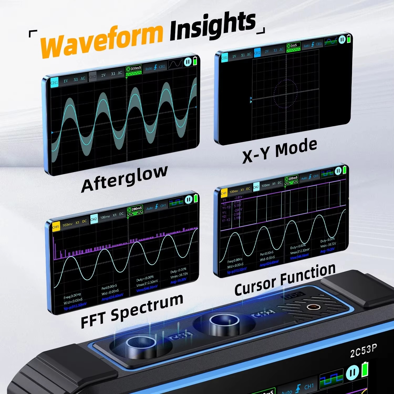 FNIRSI 2C53P Touchscreen Digit - огляд і ціна Signal Generator Spectrum Analyzer